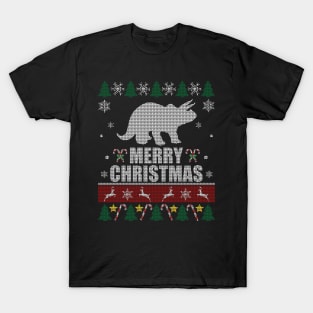 Triceratops Dinosaur Merry Christmas T-Shirt